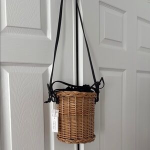 & Other Stories Woven Basket Mini Bag in Brown and Black